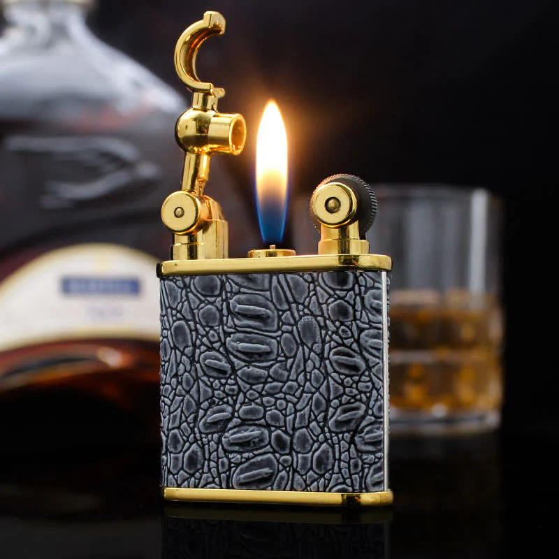 Adjustable Open Flame Faux Leather Refillable Butane Lighter - Image 5
