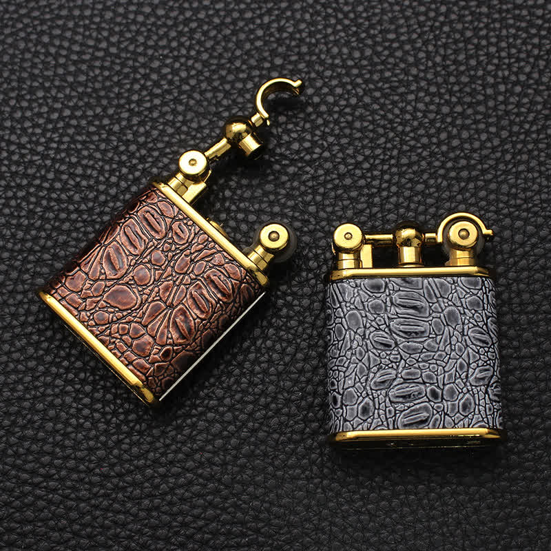 Adjustable Open Flame Faux Leather Refillable Butane Lighter - Image 8