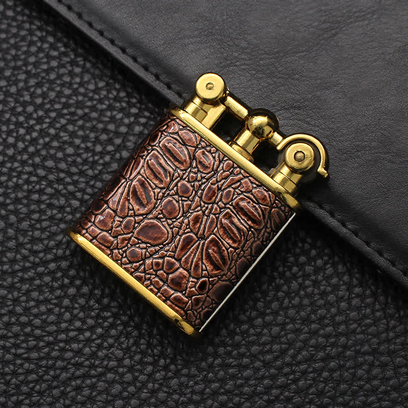Adjustable Open Flame Faux Leather Refillable Butane Lighter - Image 9