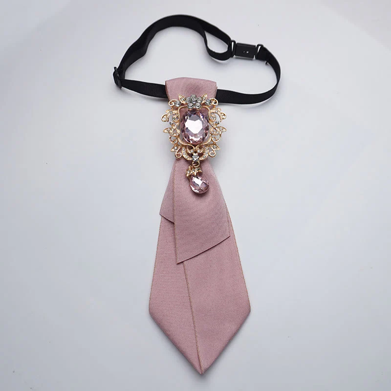 Adjustable Solid Color Crystal Diamond Women's Necktie