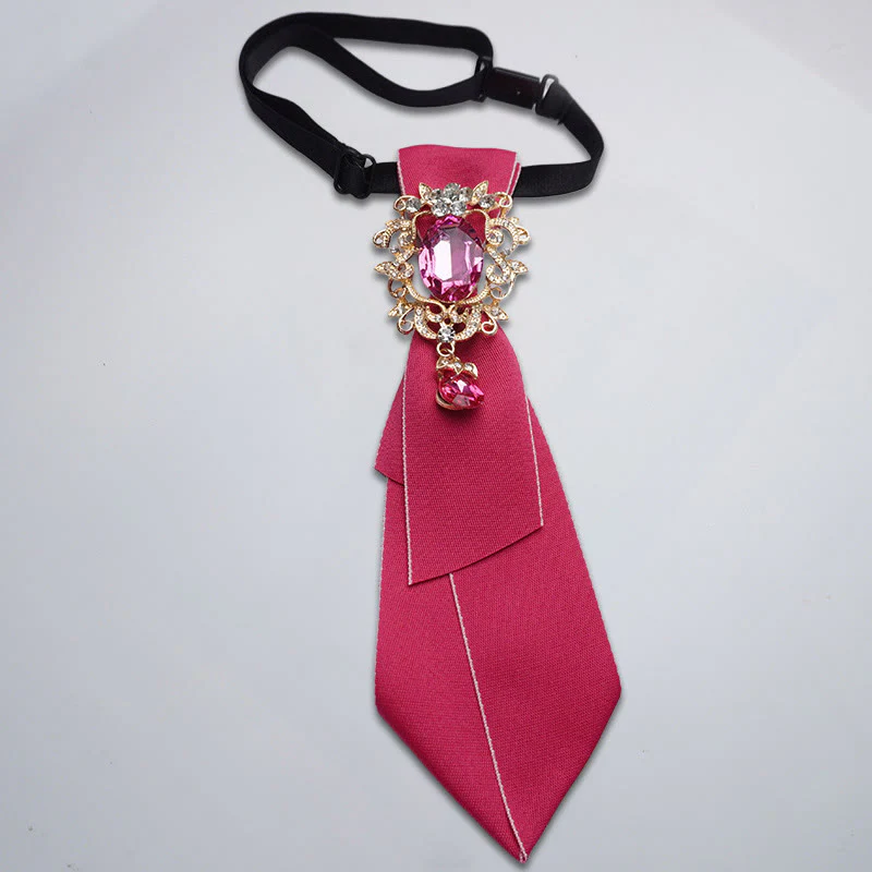 Adjustable Solid Color Crystal Diamond Women's Necktie - Image 5