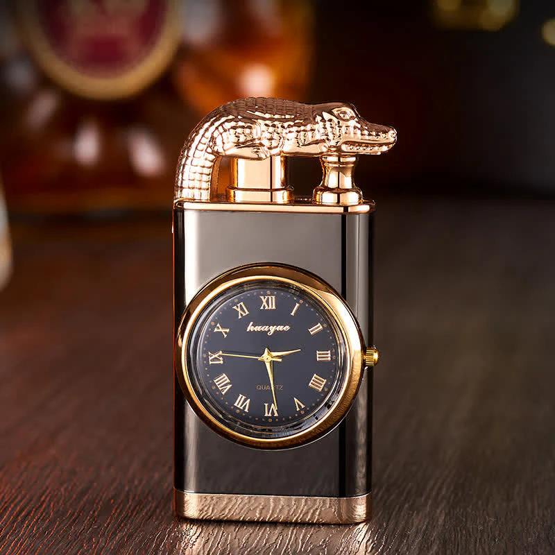 Alligato Design Refillable Double Flame Butane Lighter With Clock - Image 10