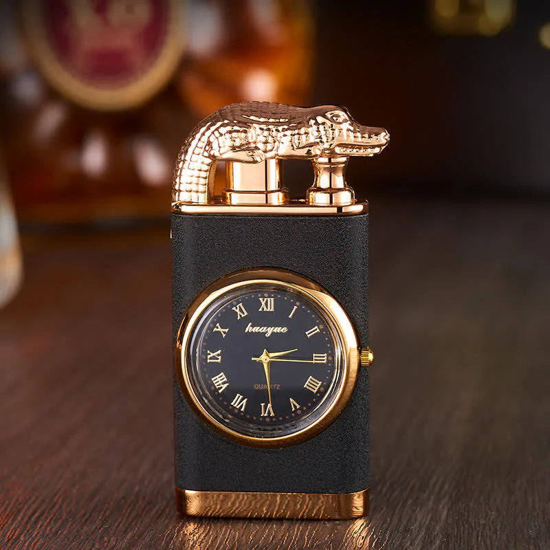 Alligato Design Refillable Double Flame Butane Lighter With Clock - Image 11