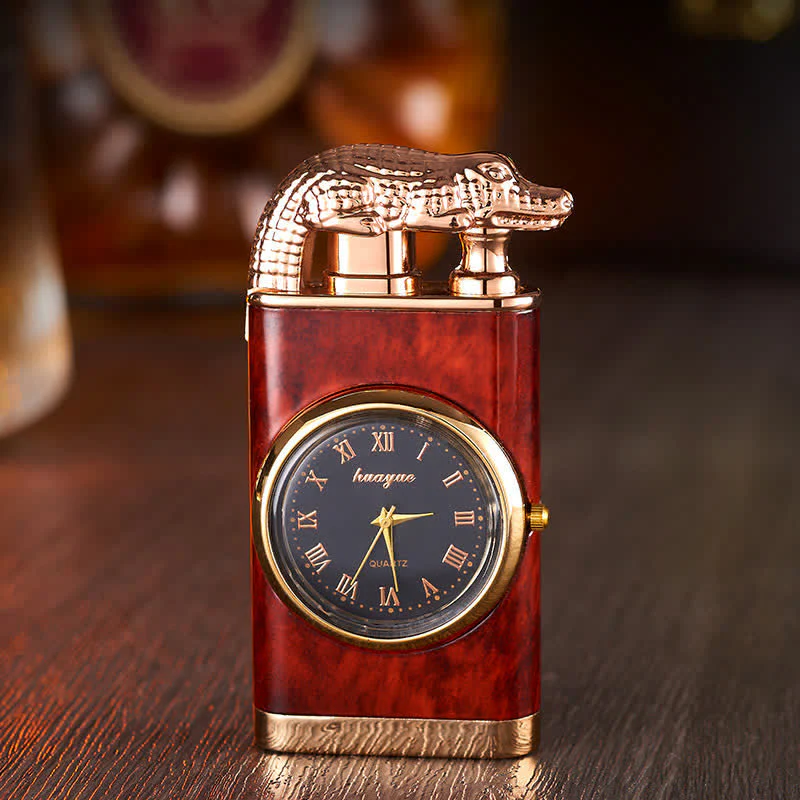 Alligato Design Refillable Double Flame Butane Lighter With Clock - Image 12