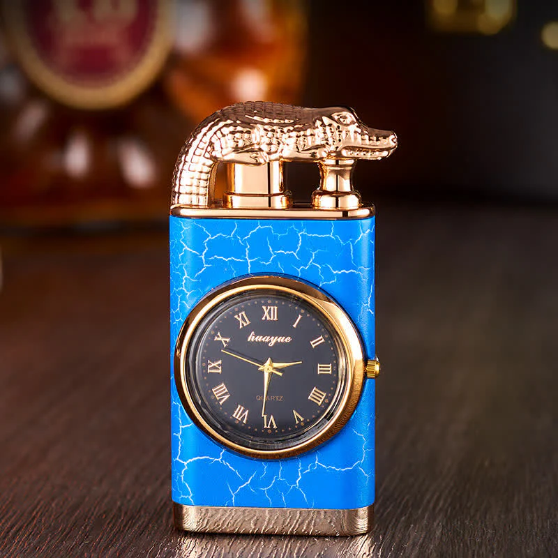 Alligato Design Refillable Double Flame Butane Lighter With Clock - Image 14