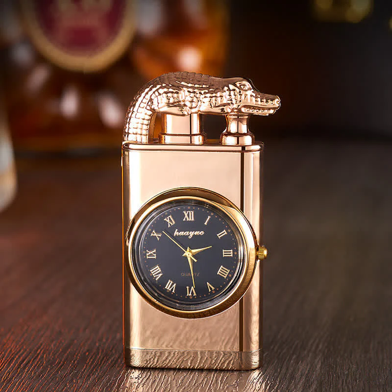 Alligato Design Refillable Double Flame Butane Lighter With Clock - Image 16