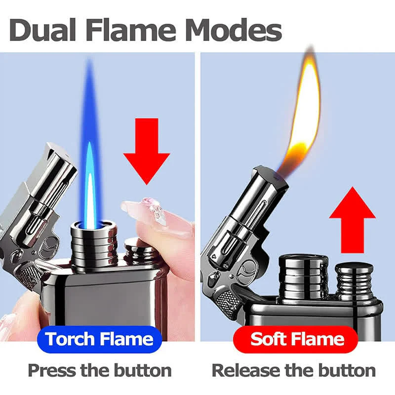Alligato Design Refillable Double Flame Butane Lighter With Clock - Image 5
