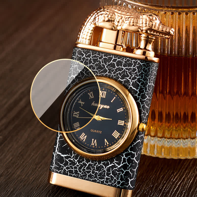 Alligato Design Refillable Double Flame Butane Lighter With Clock - Image 8