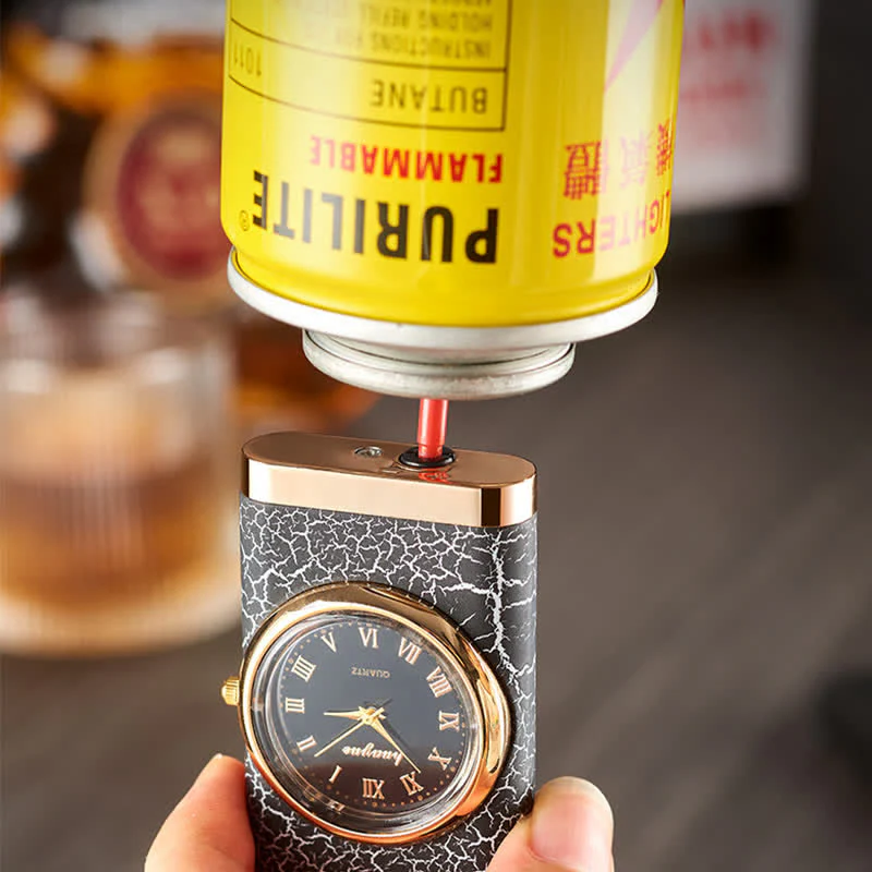 Alligato Design Refillable Double Flame Butane Lighter With Clock - Image 9