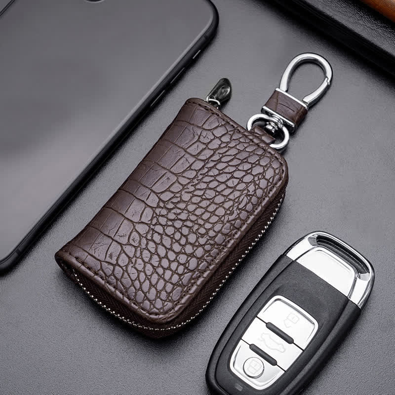 Alligator Pattern Zipper Bag Leather Car Key Case - Image 2