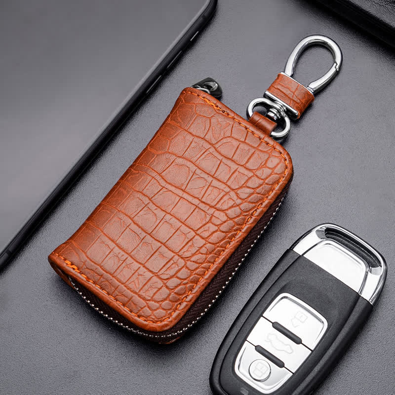 Alligator Pattern Zipper Bag Leather Car Key Case - Image 7