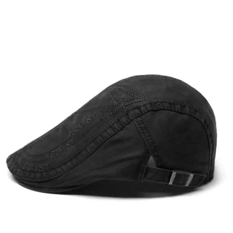 Alphabet Solid Color Washed Denim Beret Cap - Image 4