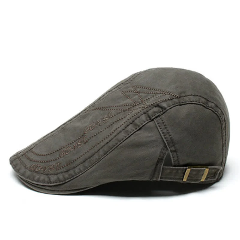 Alphabet Solid Color Washed Denim Beret Cap - Image 5