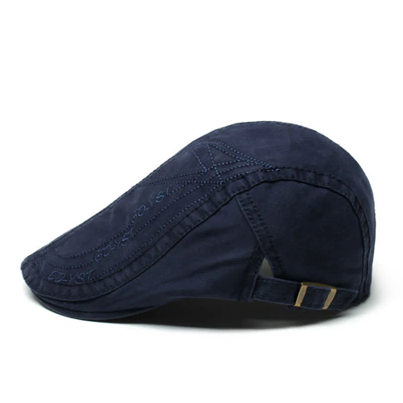 Alphabet Solid Color Washed Denim Beret Cap - Image 7