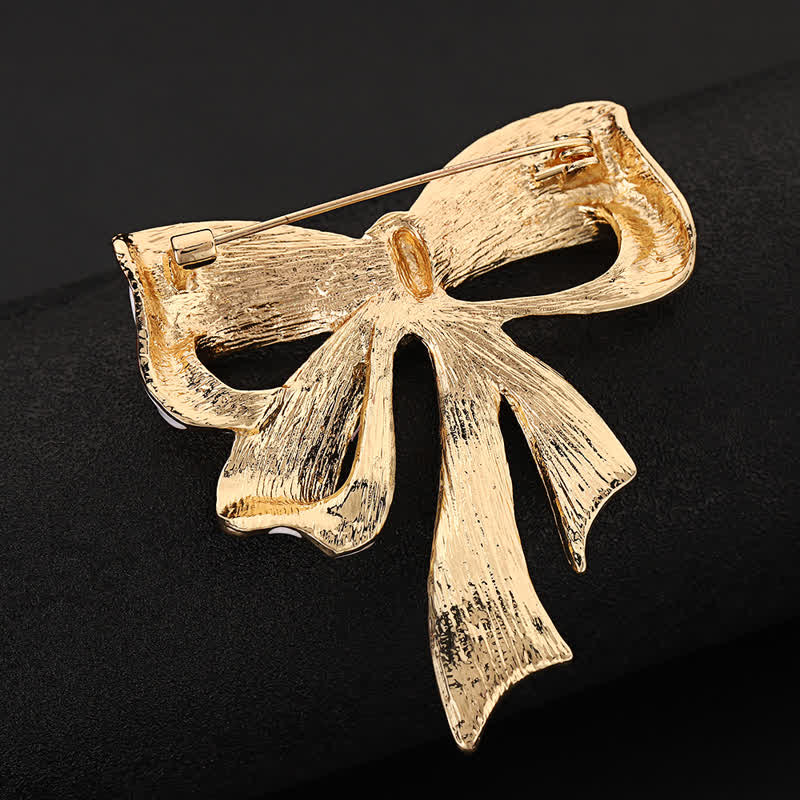 American Flag Bow Knot Rhinestone Brooch - Image 2