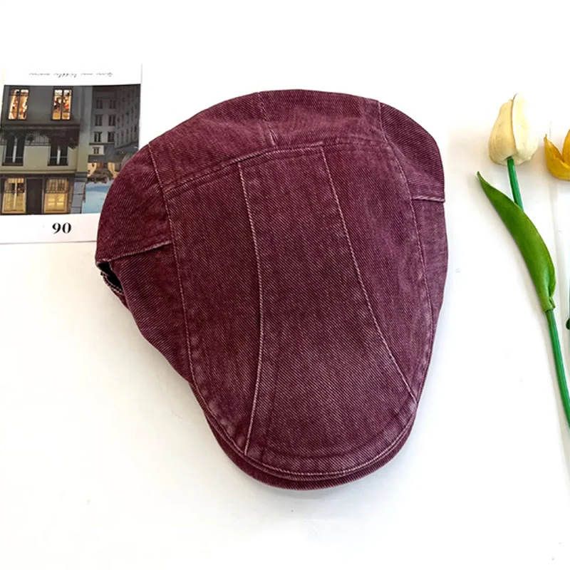 American Retro Newsboy Denim Washed Cotton Beret Cap - Image 6