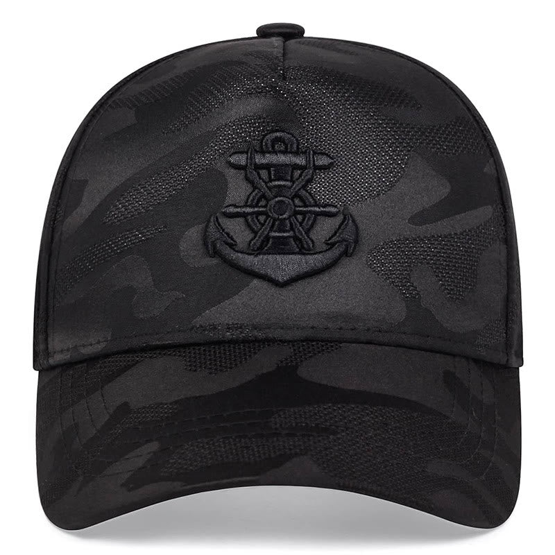 Anchor Embroidered Camouflage Mesh Panel Baseball Cap - Image 2