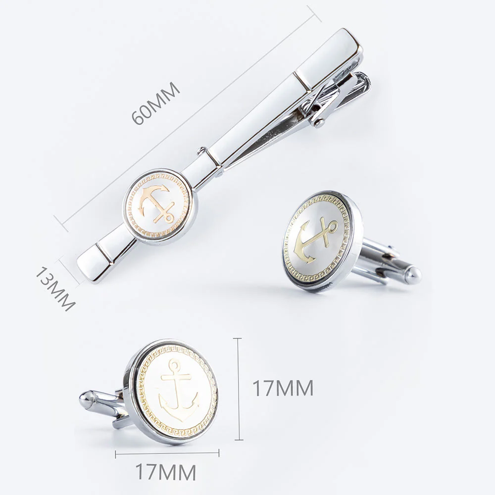 Anchor Tie Bar Cufflinks Set For Wedding Suit - Image 7