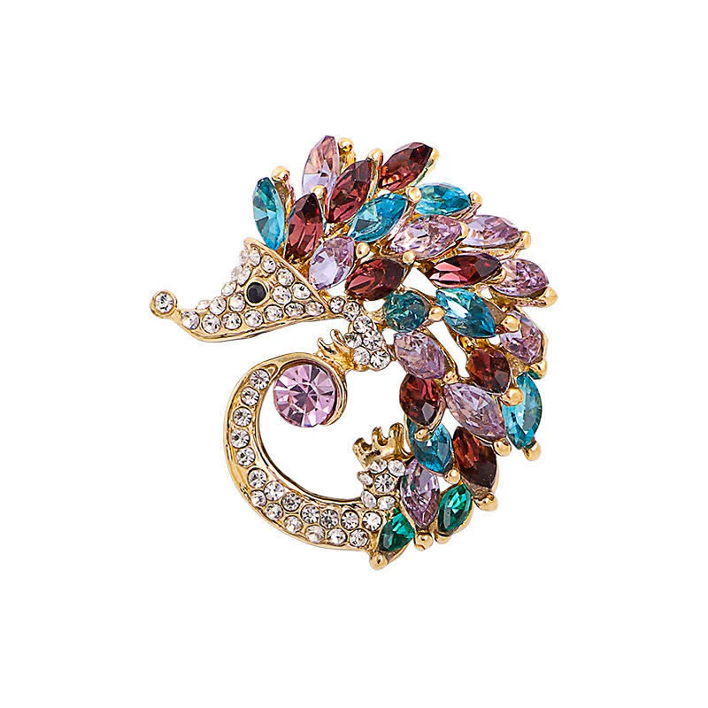 Multicolor Rhinestone Hedgehog Brooch - Image 10