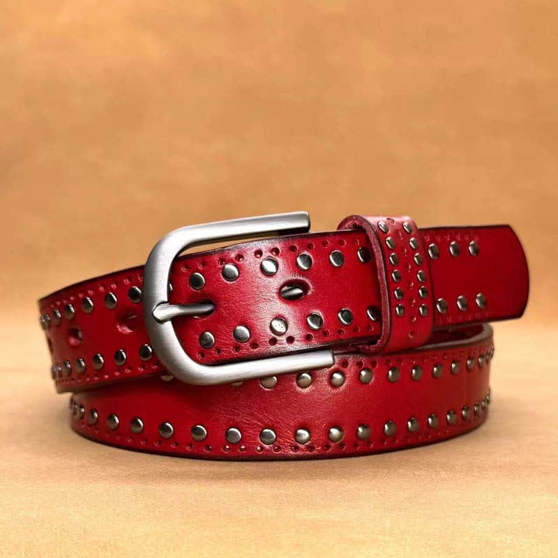 Ancient Pure Color Punk Metal Rivet Leather Belt - Image 13