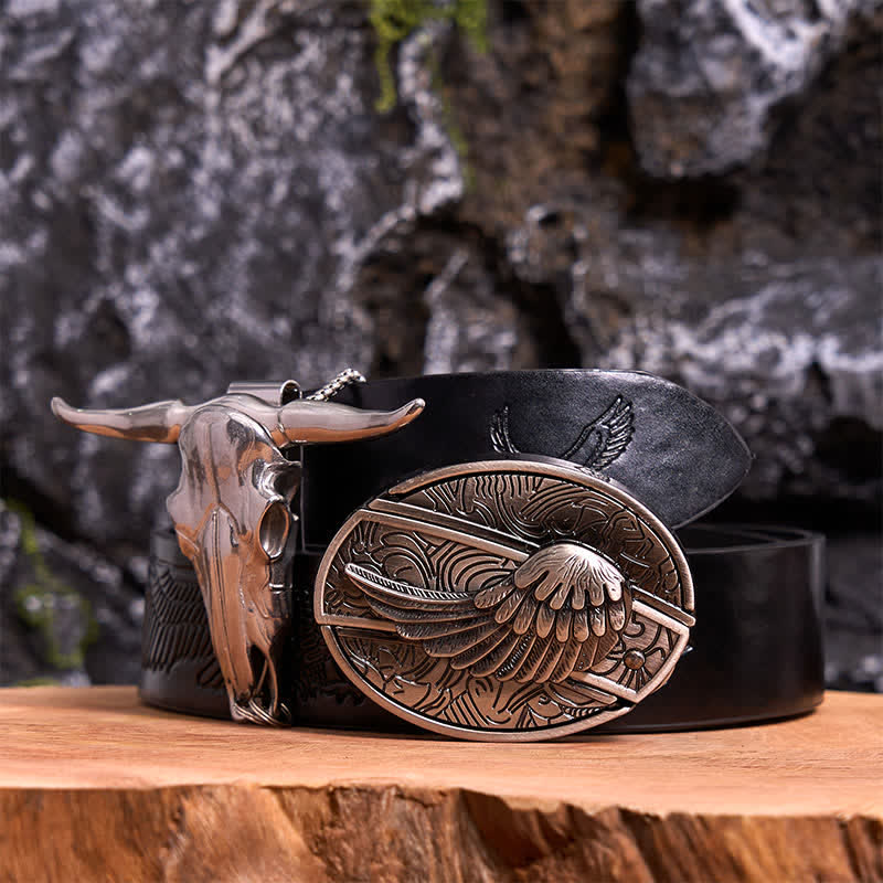 Angel Wing DIY Hidden Knife Belt Buckle Longhorn Bull Pendant Bundle Set - Image 5