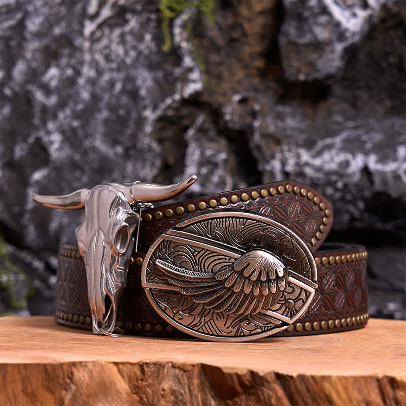 Angel Wing DIY Hidden Knife Belt Buckle Longhorn Bull Pendant Bundle Set - Image 6