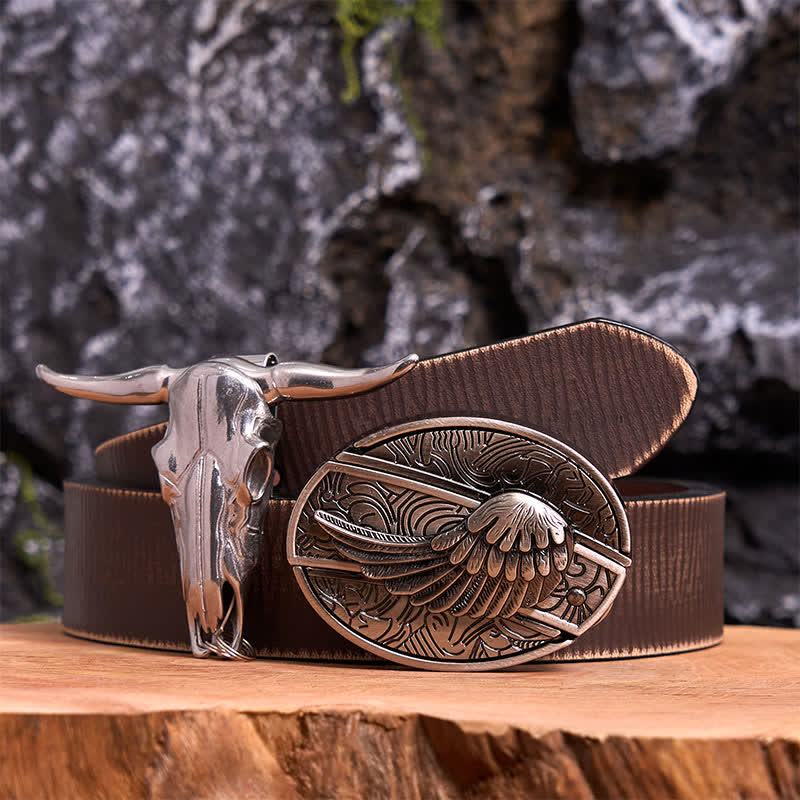 Angel Wing DIY Hidden Knife Belt Buckle Longhorn Bull Pendant Bundle Set - Image 7