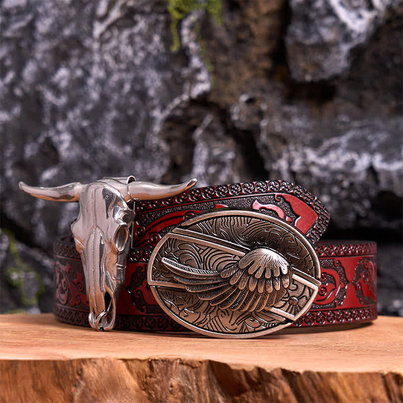 Angel Wing DIY Hidden Knife Belt Buckle Longhorn Bull Pendant Bundle Set - Image 8