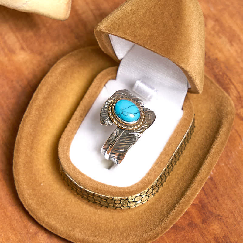 Angle Wing DIY Hidden Knife Belt Buckle Turquoise Feather Necklace Ring Bundle Set - Image 10
