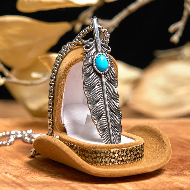 Angle Wing DIY Hidden Knife Belt Buckle Turquoise Feather Necklace Ring Bundle Set - Image 6