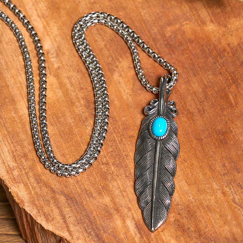 Angle Wing DIY Hidden Knife Belt Buckle Turquoise Feather Necklace Ring Bundle Set - Image 7