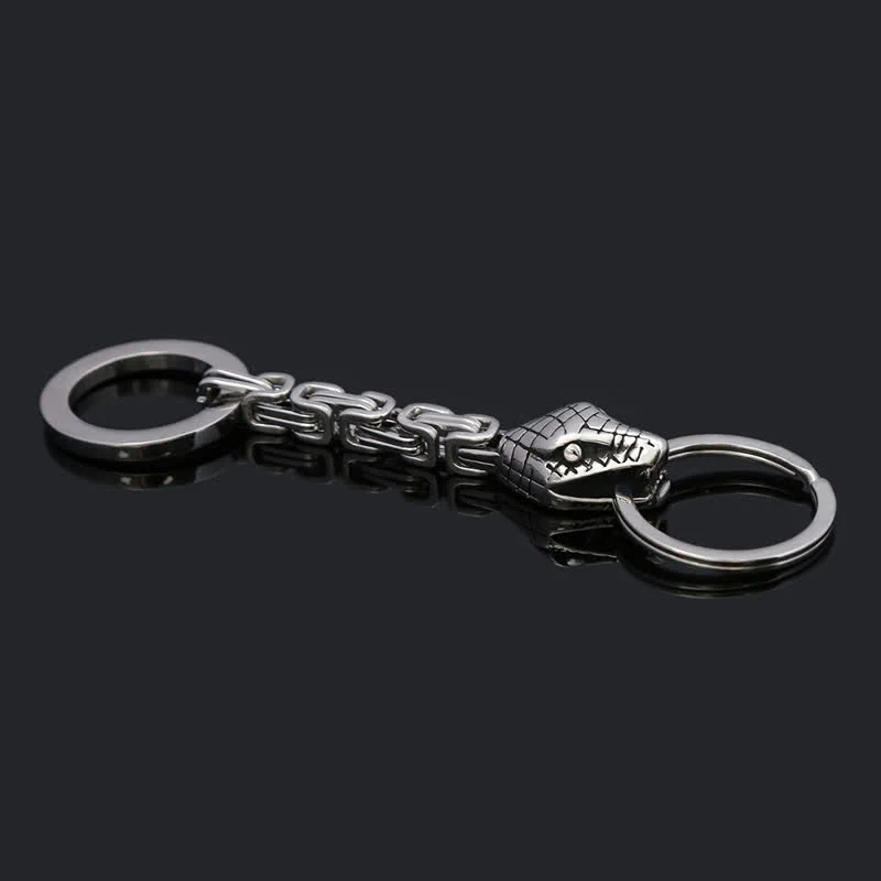 Antique Silver Nordic Viking Style Snake Keychain - Image 3