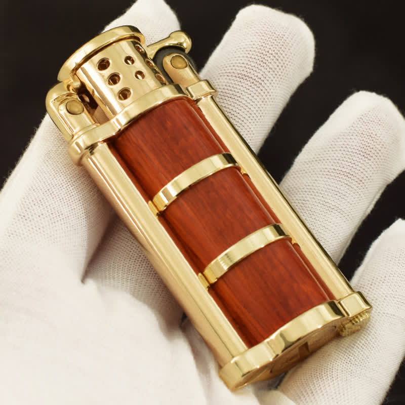 Antique Style Wooden Shell Refillable Kerosene Lighter - Image 4