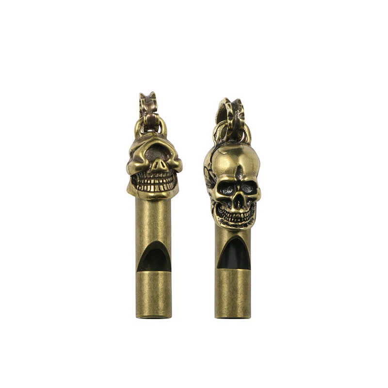 Archaize Brass Skull Head Whistle Keychain - Image 3