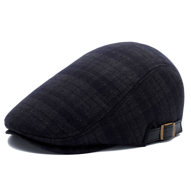 Artist Polar Fleece Plaid Flat Cap Beret - Image 13