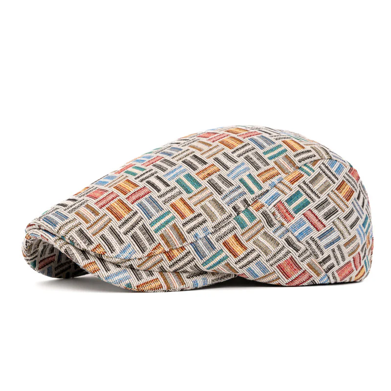 Artistic Retro Colored Jacquard Checkered Beret Hat - Image 16