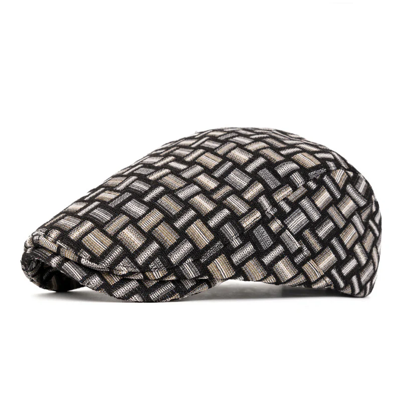 Artistic Retro Colored Jacquard Checkered Beret Hat - Image 18