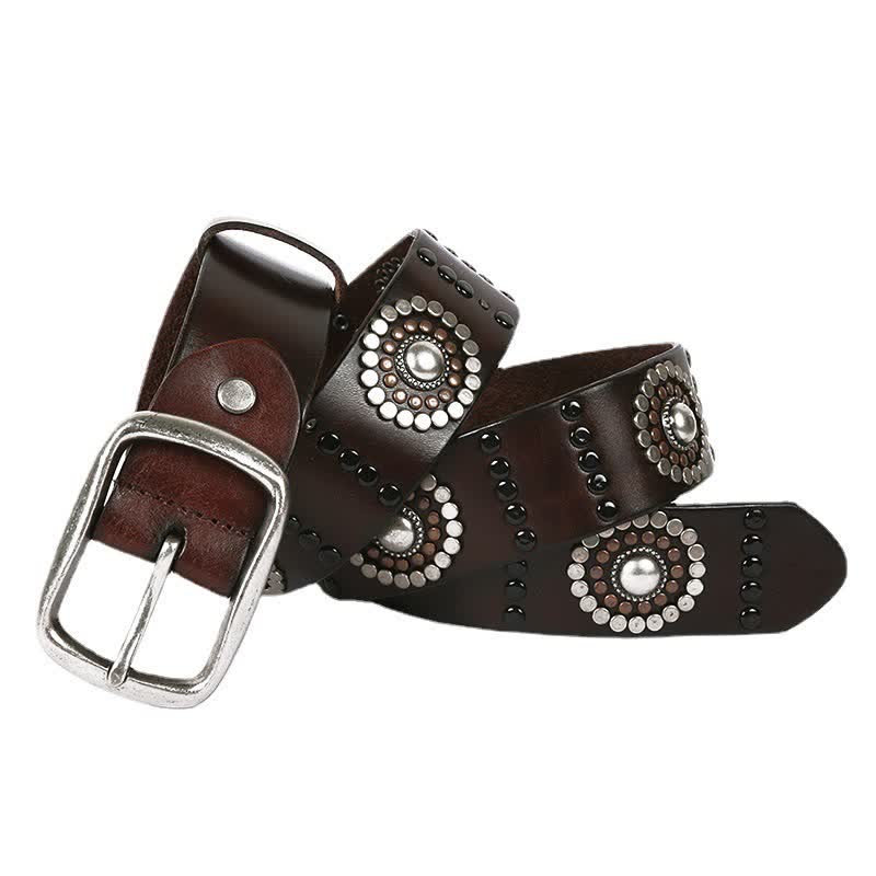 Assorted Round Rivets Decoration Punk Studded Leather Belt - Image 2