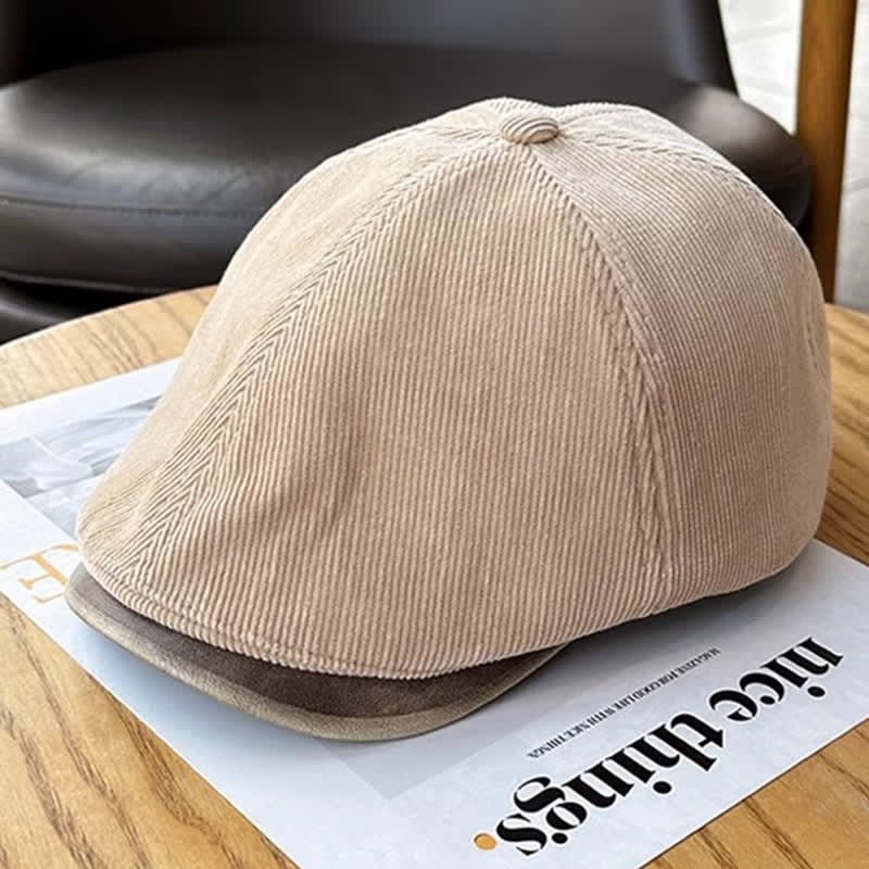 Autumn Winter Retro Corduroy Advance Beret Hat - Image 3