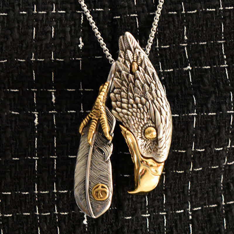 Bald Eagle Hidden Knife Feather Pendant Necklace - Image 3