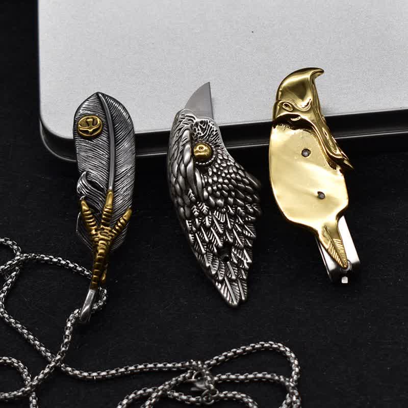 Bald Eagle Hidden Knife Feather Pendant Necklace - Image 6