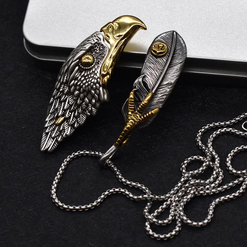 Bald Eagle Hidden Knife Feather Pendant Necklace - Image 9