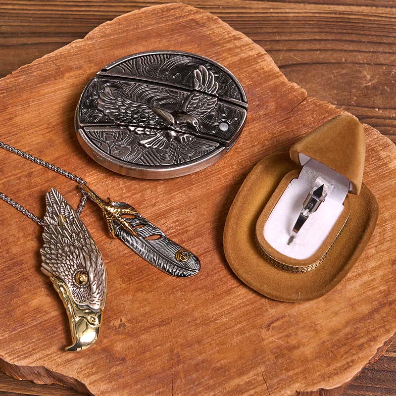Bald Eagle Pendant DIY Hidden Knife Belt Buckle Ring Bundle Set - Image 2