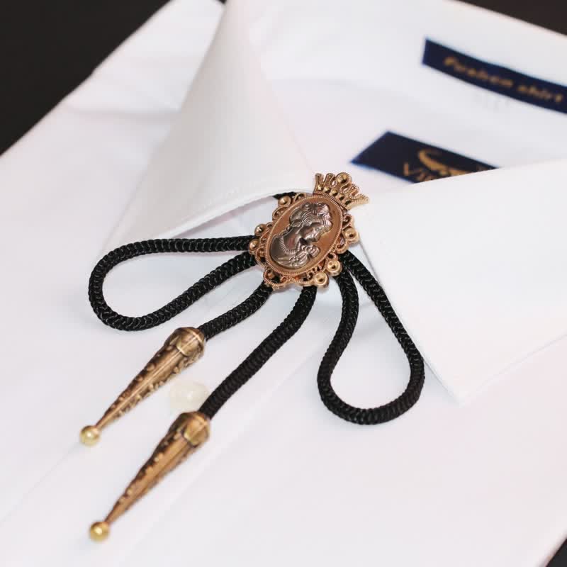 Beauty Portrait Head Cowboy Pendant Bolo Tie - Image 2