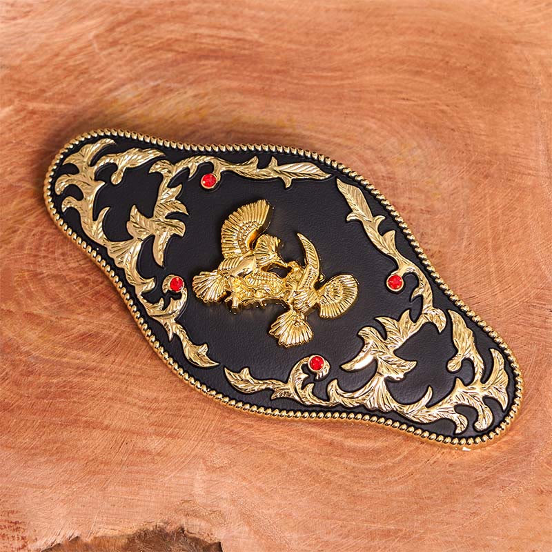 Black And Gold Eagles DIY Buckle Leather Belt - Image 2