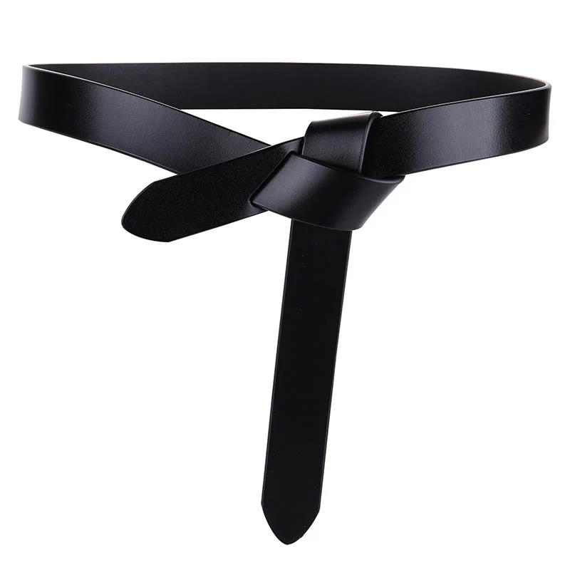 Black Brown Knot Belt Dress Leather Belt For Women - Image 7