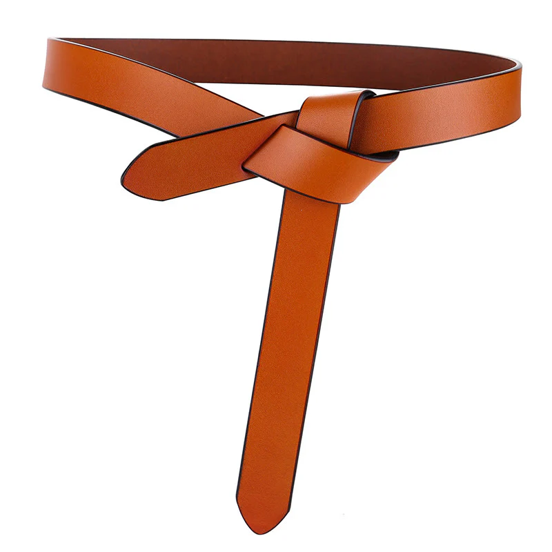 Black Brown Knot Belt Dress Leather Belt For Women - Image 8