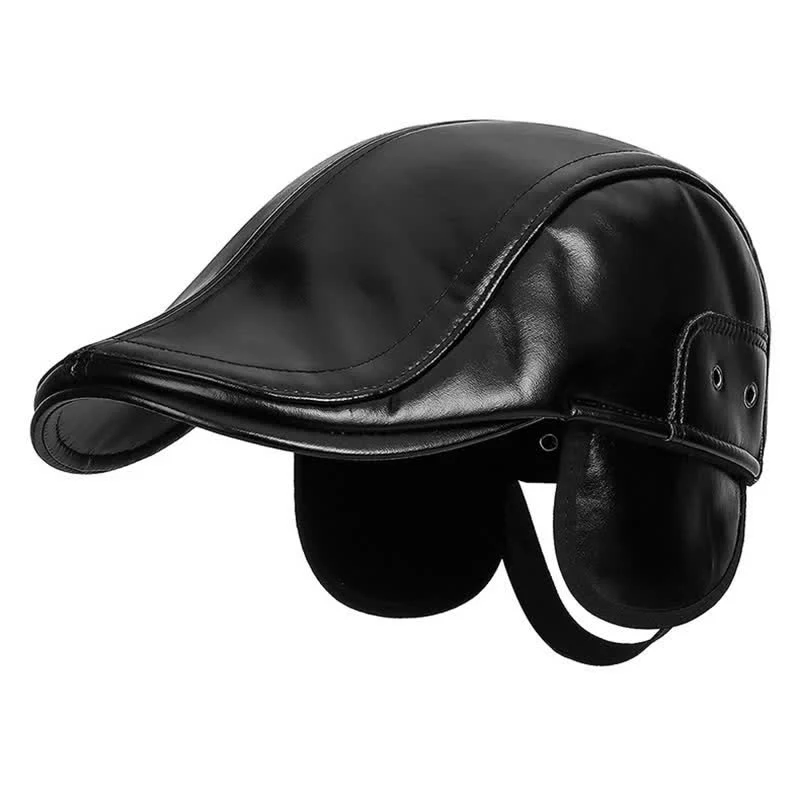 Black Casual Winter Warm Ear Flap Beret Hat - Image 2