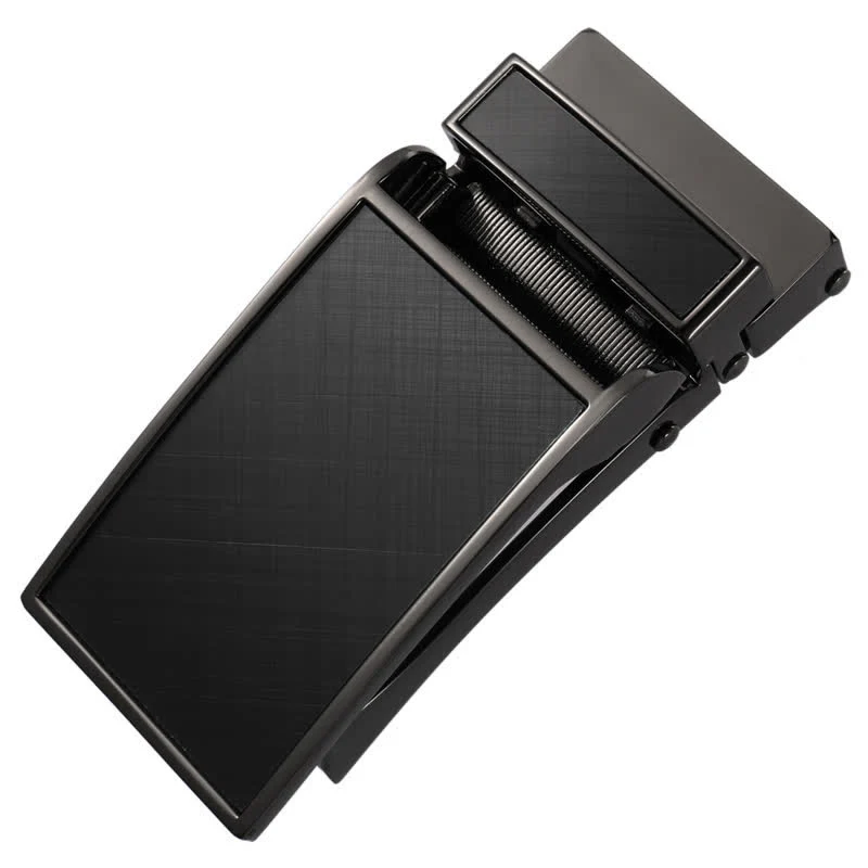 Black Square Shape Automatic Buckle Leather Belt