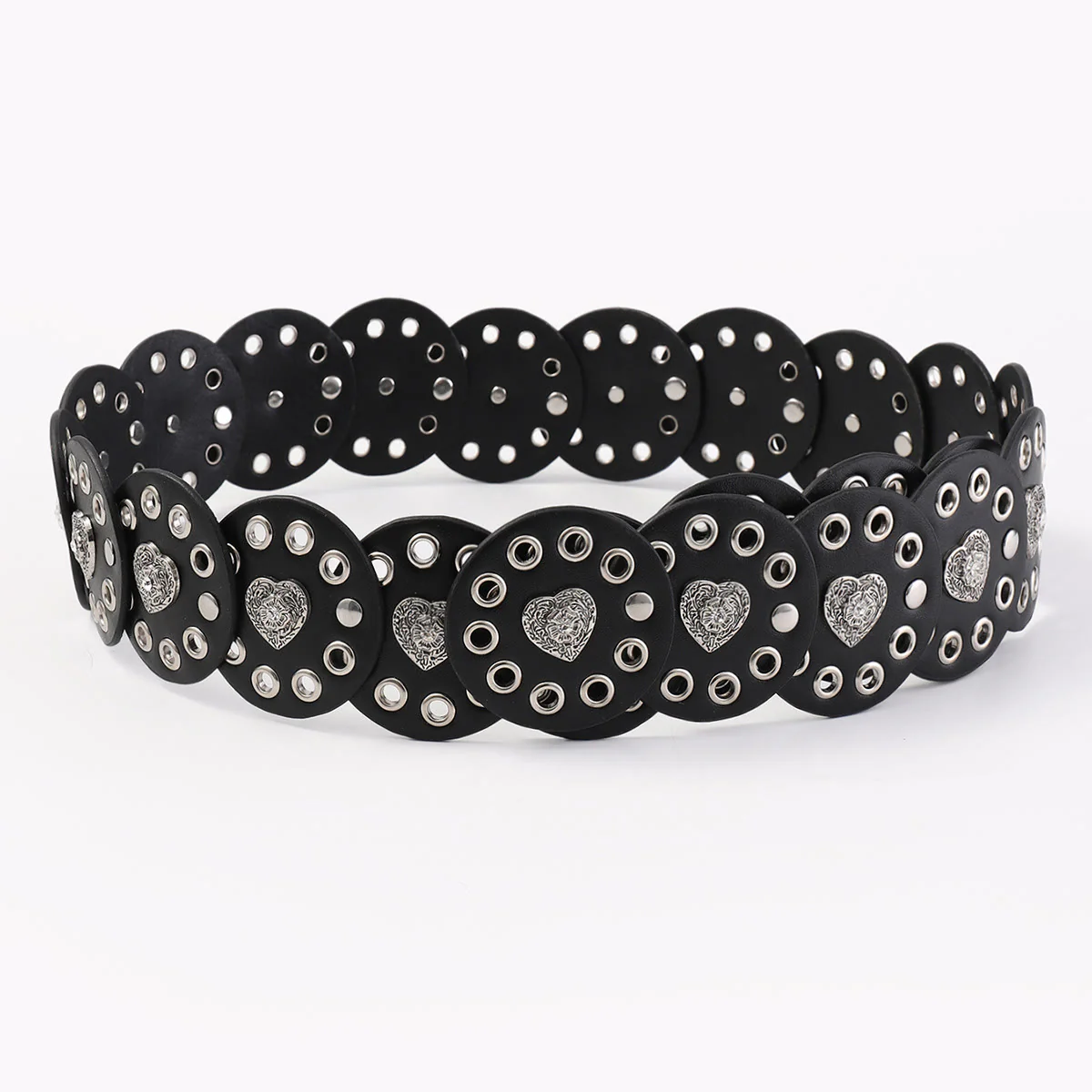 Black&Reddish Brown Exquisite Round Hollow Women's Leather Belt - Image 5